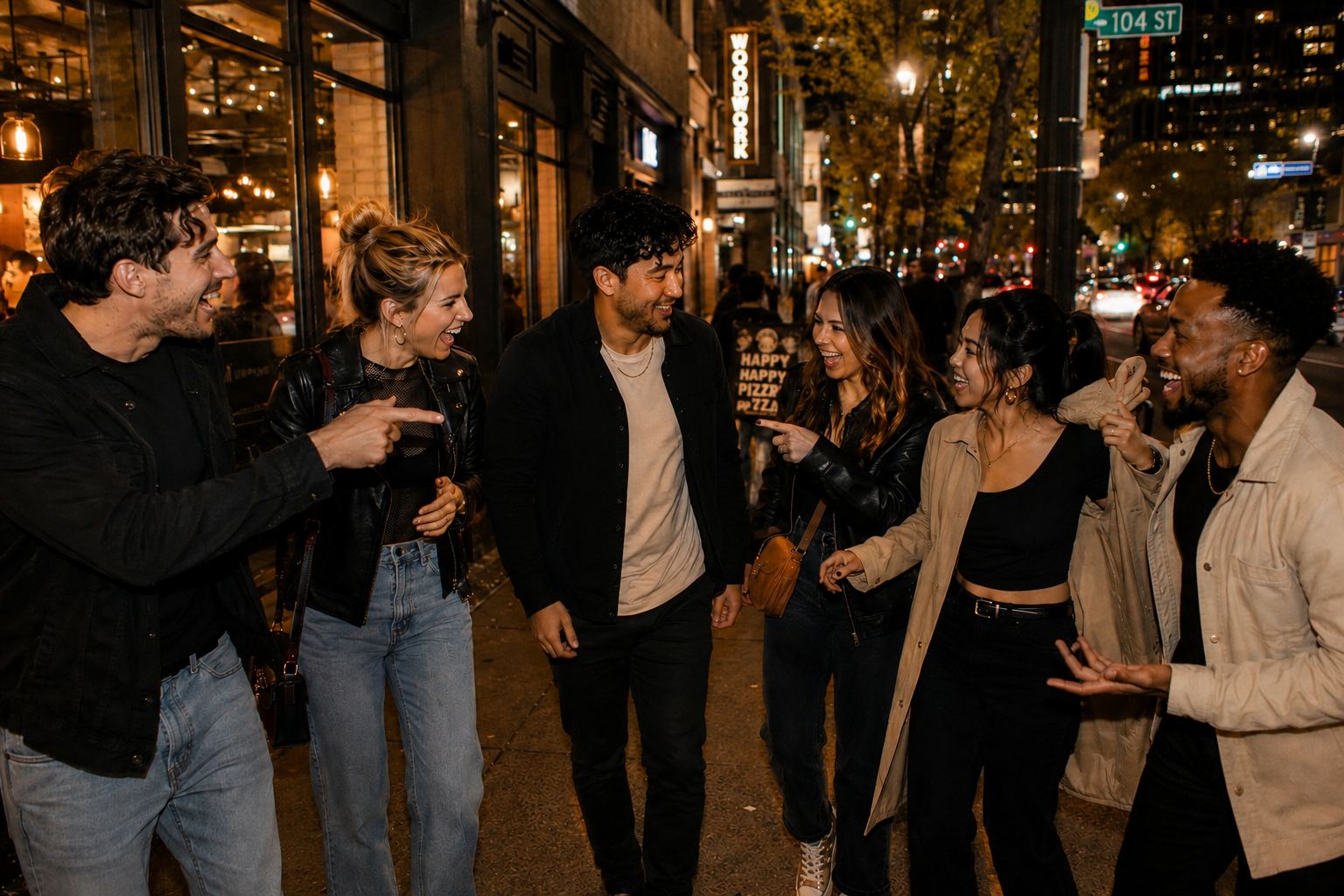 Group continuing the night on Edmonton's 104 Street
